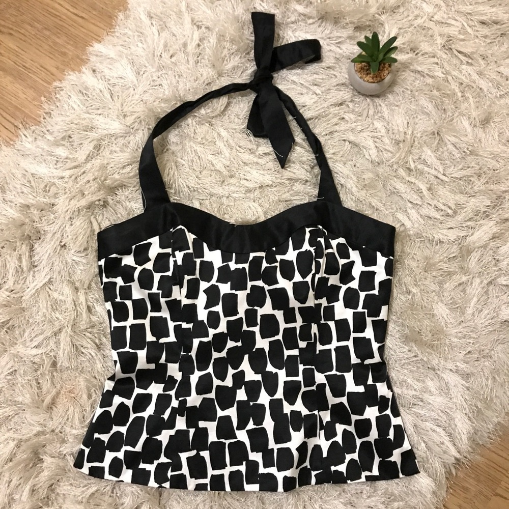 White House Black Market Silk Blend Corset Top BW